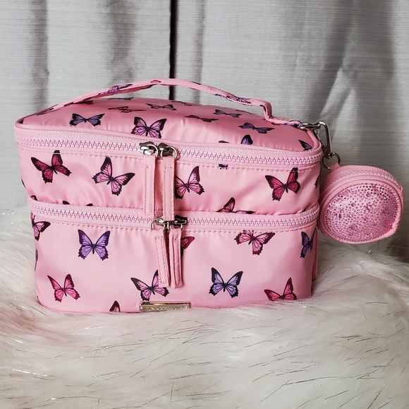 Madden Girl Handbags - MADDEN GIRL pink butterfly nylon cosmetic bag